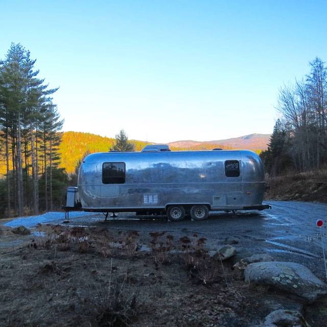 The trailer is sitting in the mud, waiting for the snow to melt and for things to dry out.