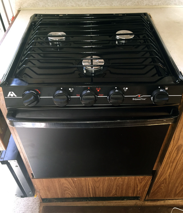 The new Atwood gas range ready to go. 